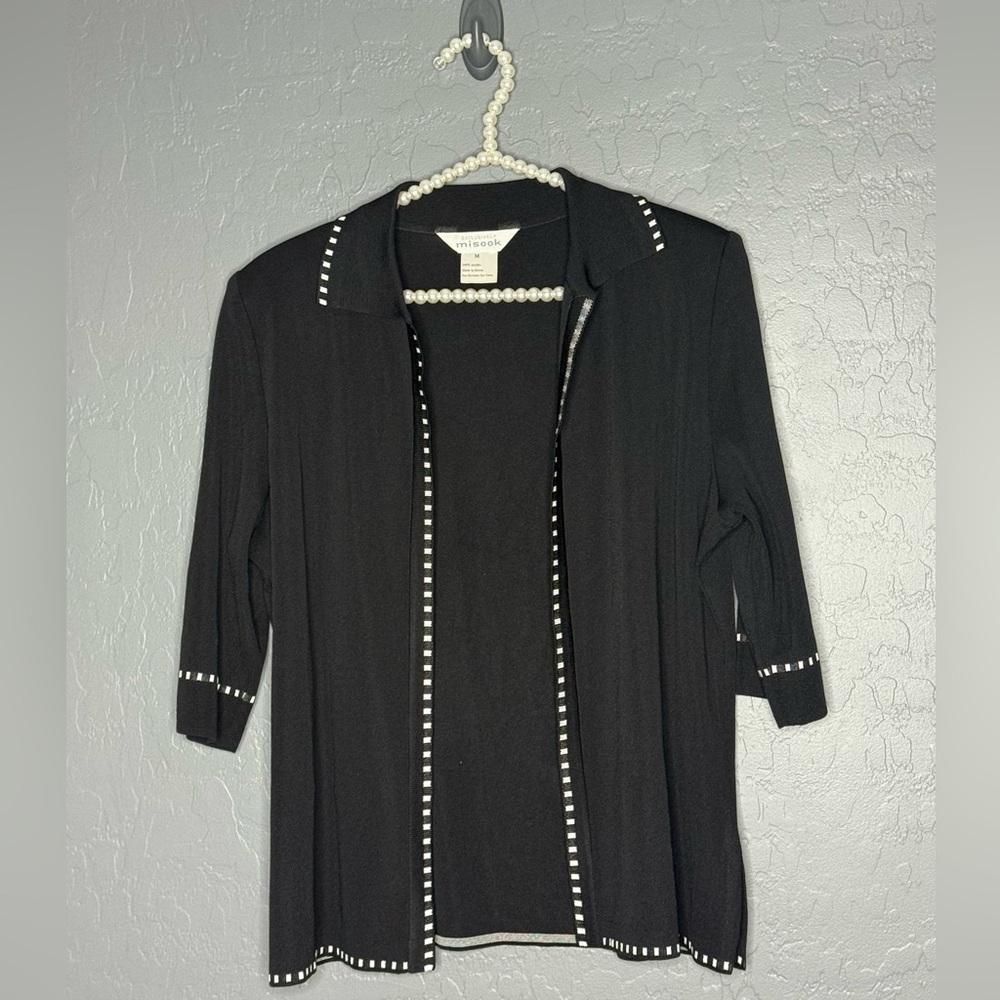 Misook Black and White Top